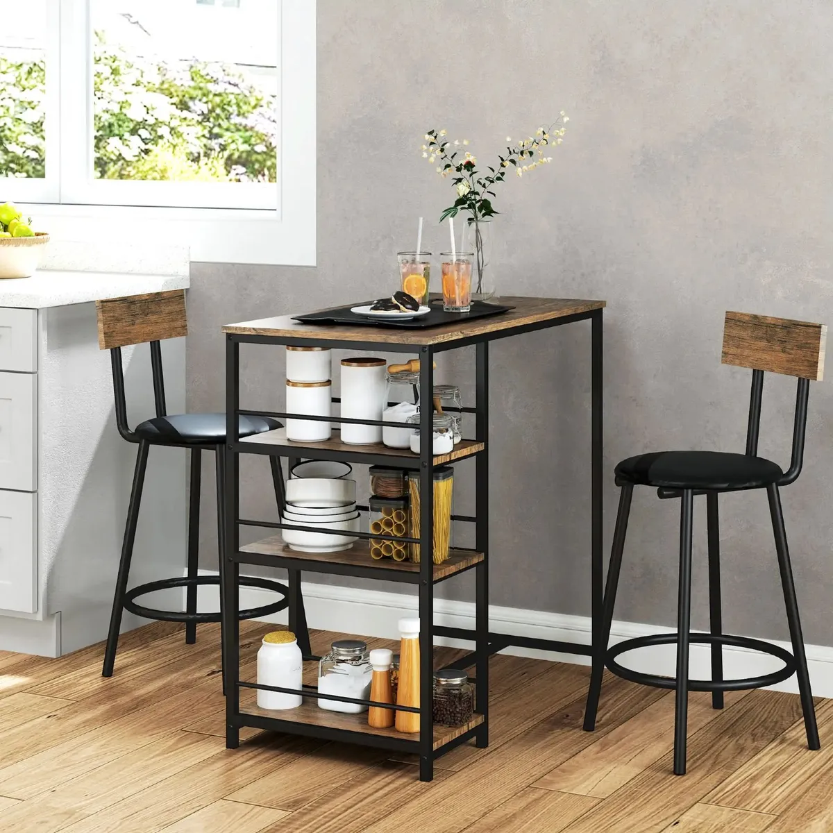 3 piece dining set with bar table and 2 chairs - Image 1