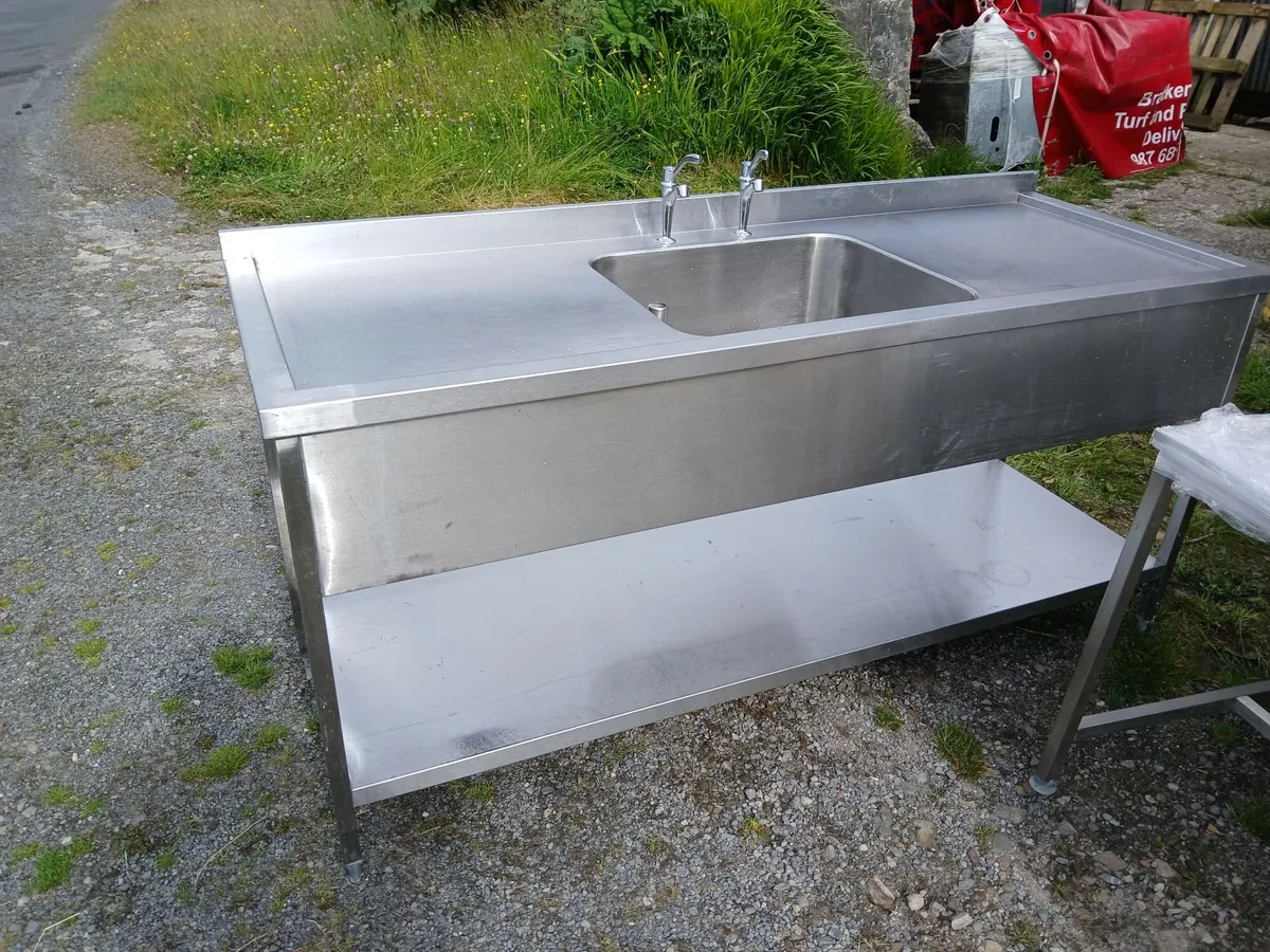 Staneless steel cabbinet double sink unit complete - Image 3
