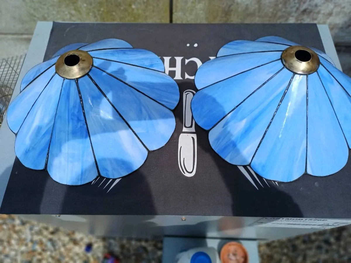 Vintage Stained Glass Ceiling Shades - Image 3