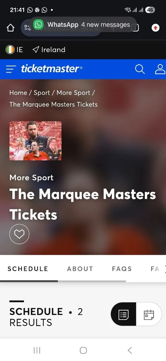 Darts Tickets