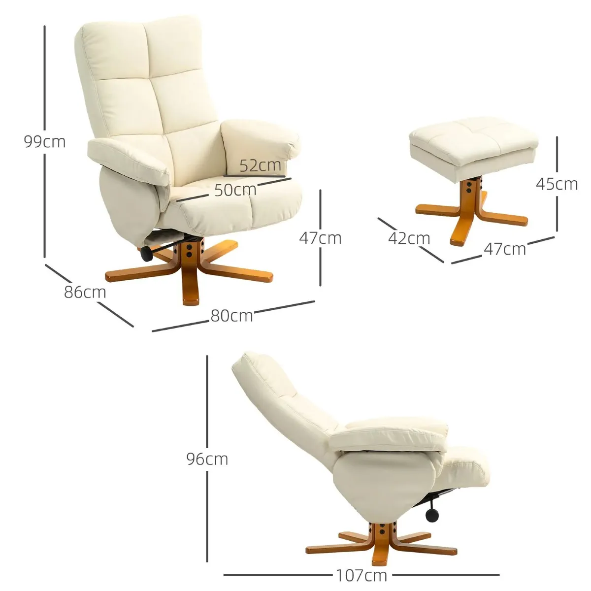 Relax Armchair with Footstool  Adjustable Backrest - Image 2