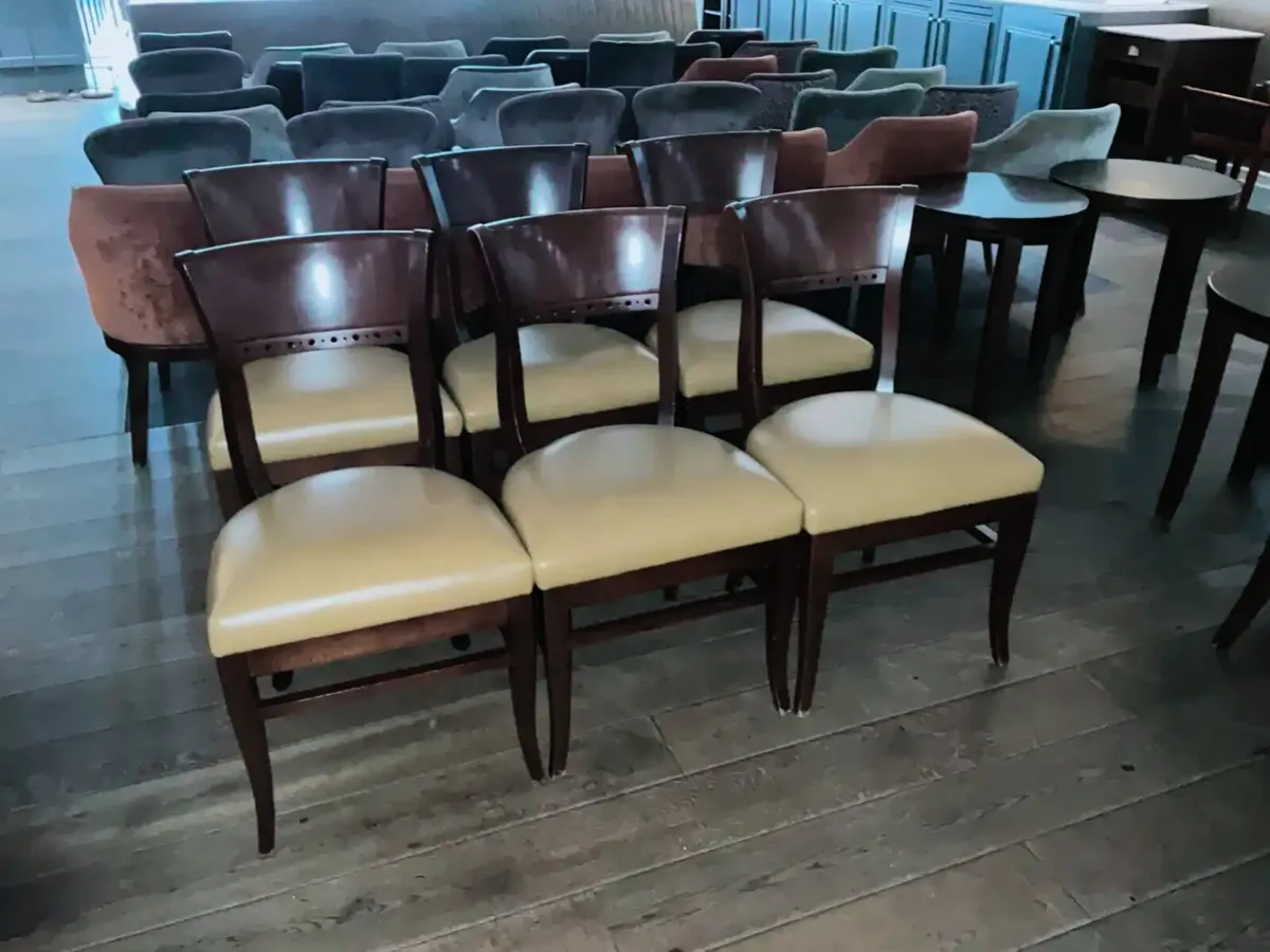 Solid hard wood leather chair - Image 3