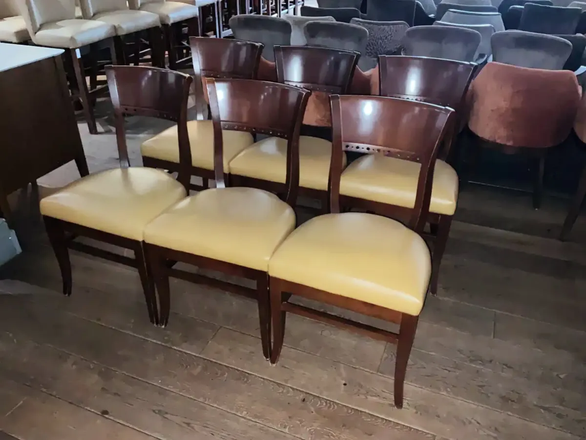 Solid hard wood leather chair - Image 4
