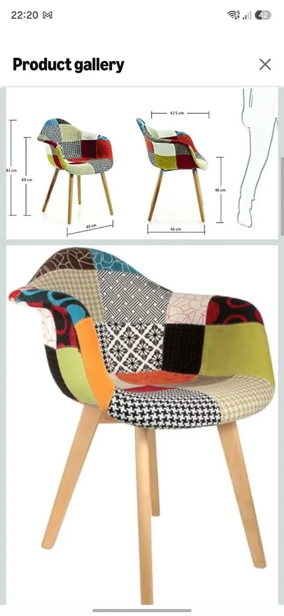 Patchwork Bucket Chairs x 2 - Image 4