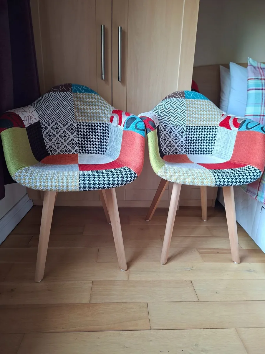 Patchwork Bucket Chairs x 2 - Image 1