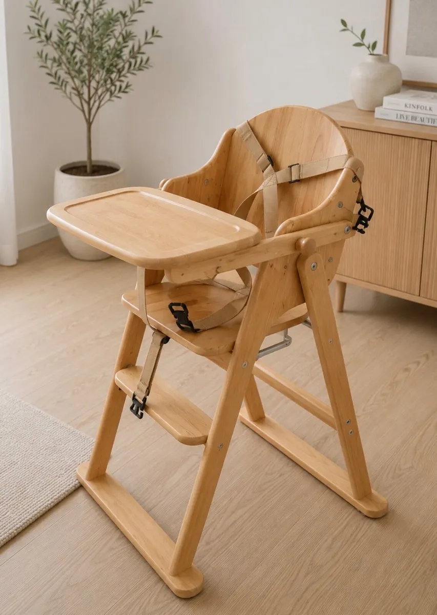 Safetots Deluxe Folding Wooden Highchair - Image 1