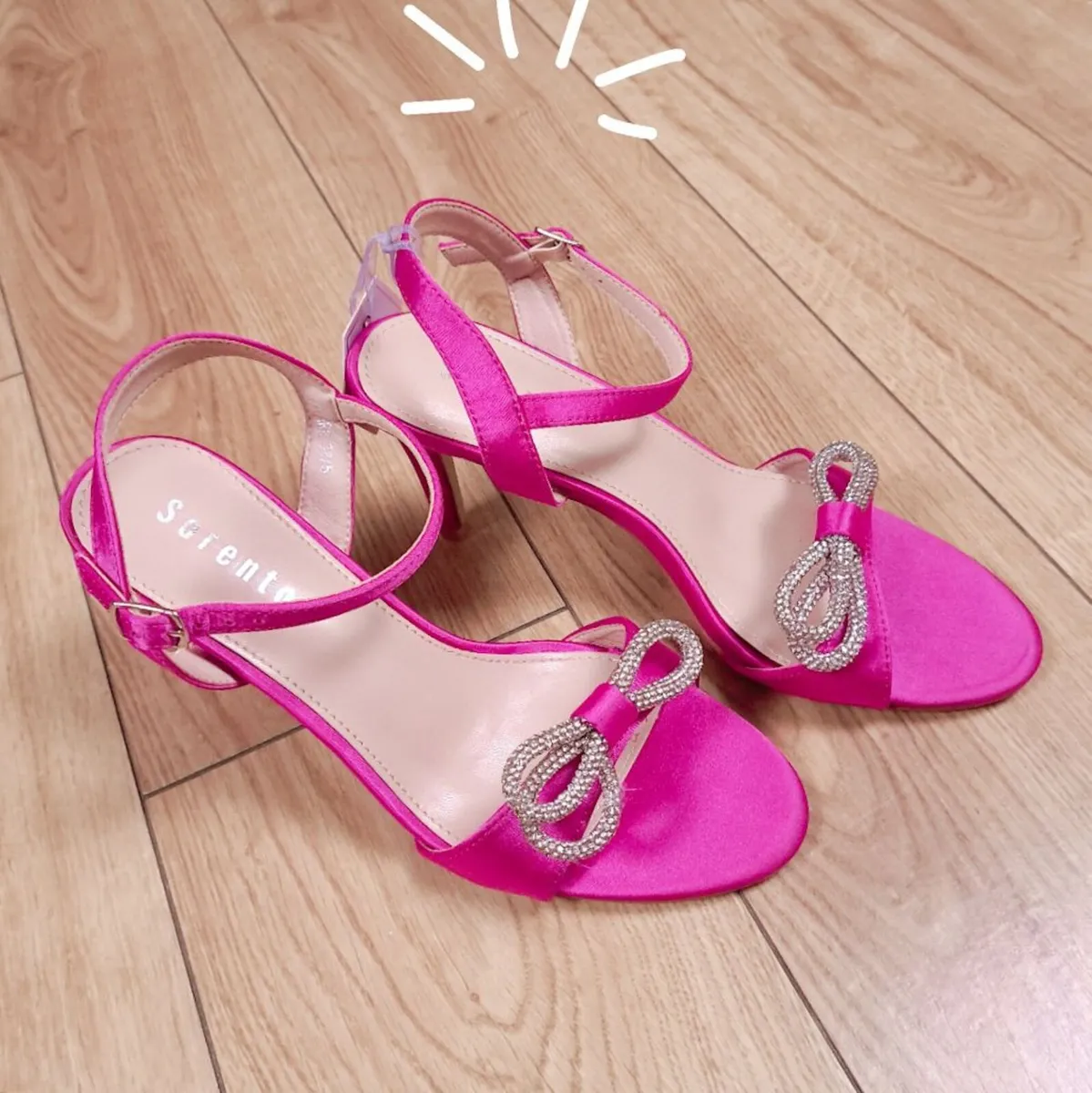 Sorento Pink Satin Bow High Heel Sandals 5UK/38EU - Image 1