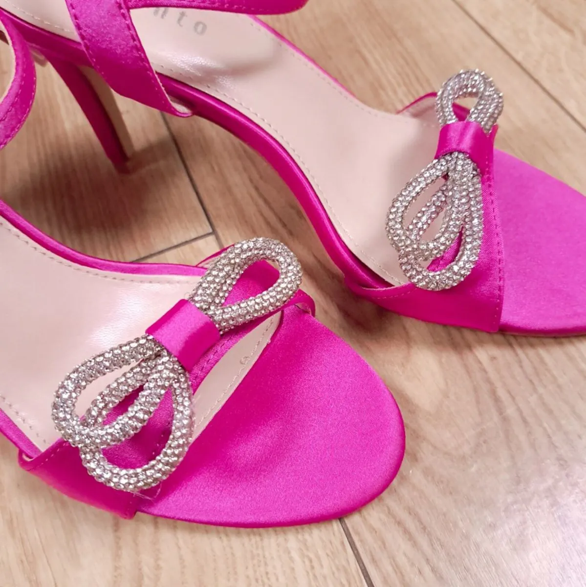 Sorento Pink Satin Bow High Heel Sandals 5UK/38EU - Image 2