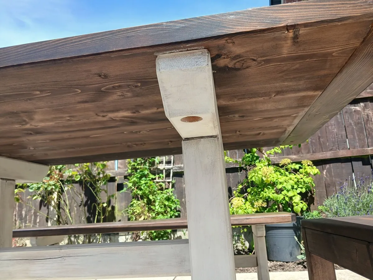Solid wood table, benches and chairs - Image 4