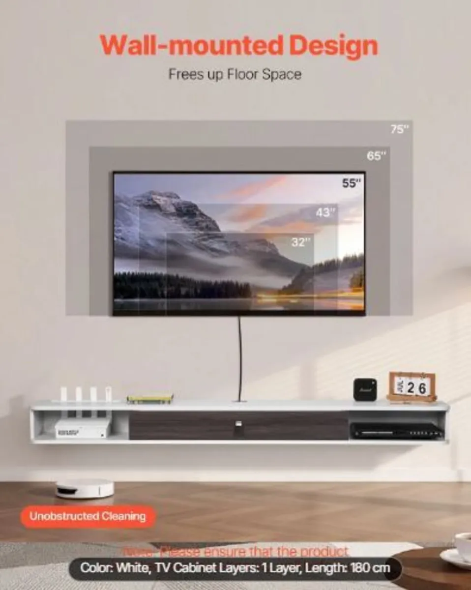 Floating TV Stand, 70 in Wall Mount - Image 2