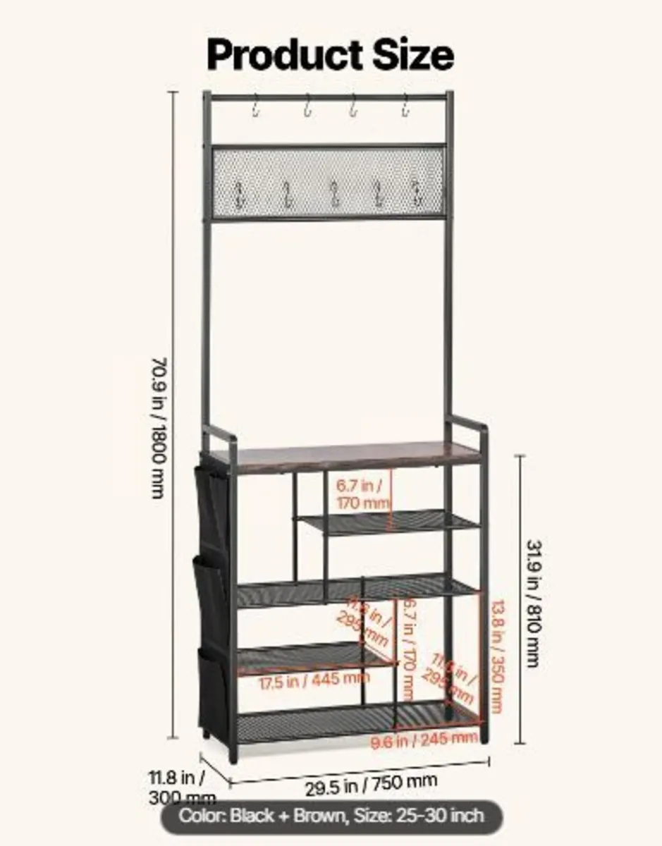 Hall Tree, 1800 mm Coat Rack - Image 4