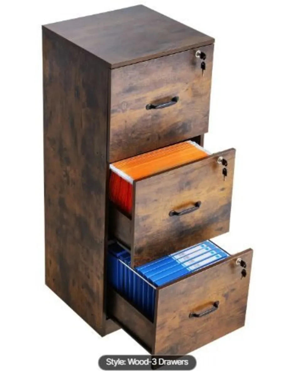 3 Drawer File Cabinet with Lock - Image 1