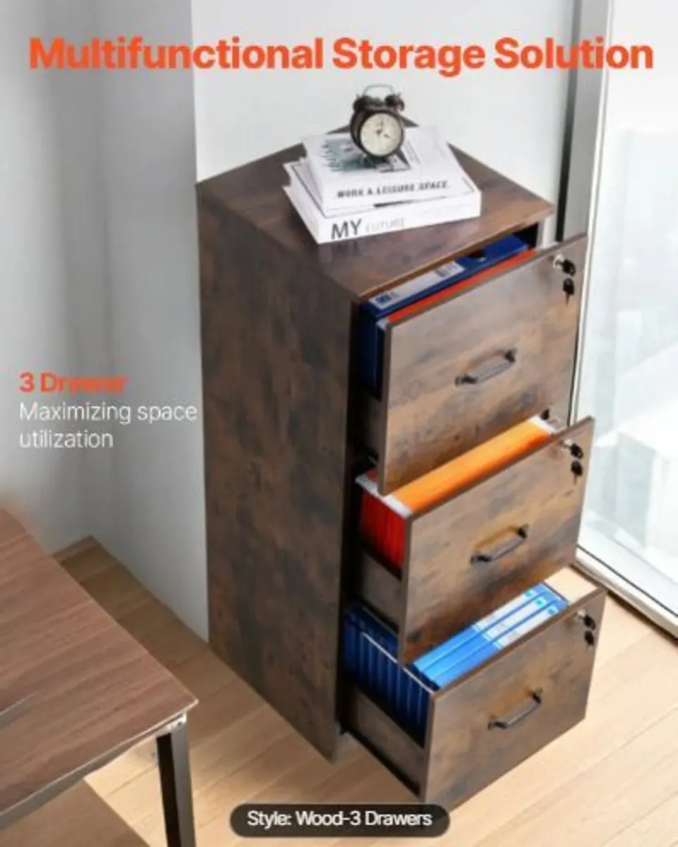 3 Drawer File Cabinet with Lock - Image 2