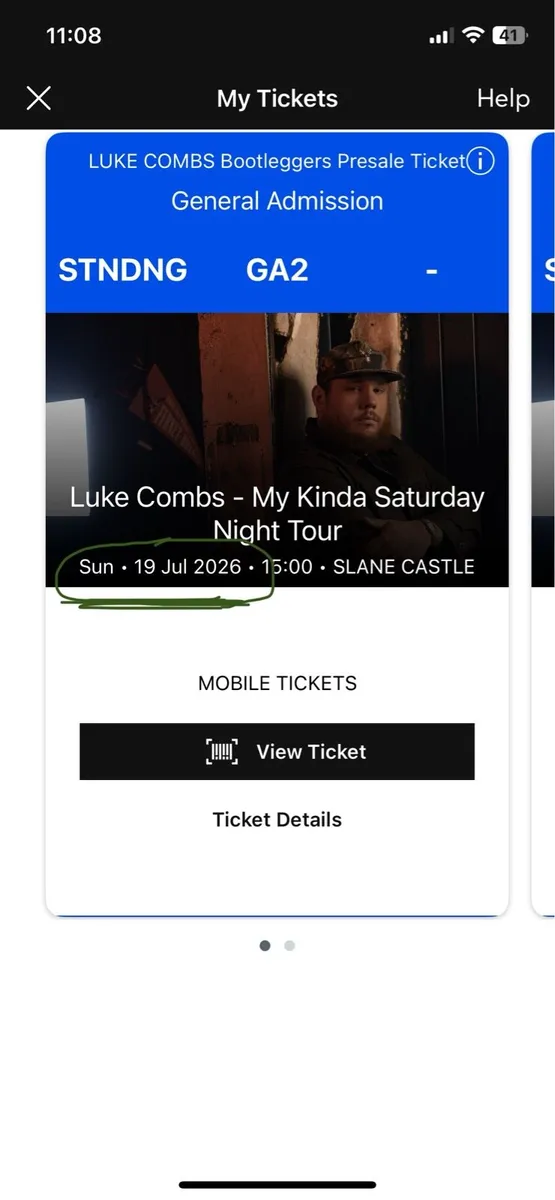 X1 Luke Combs Tickets Sunday 19th July