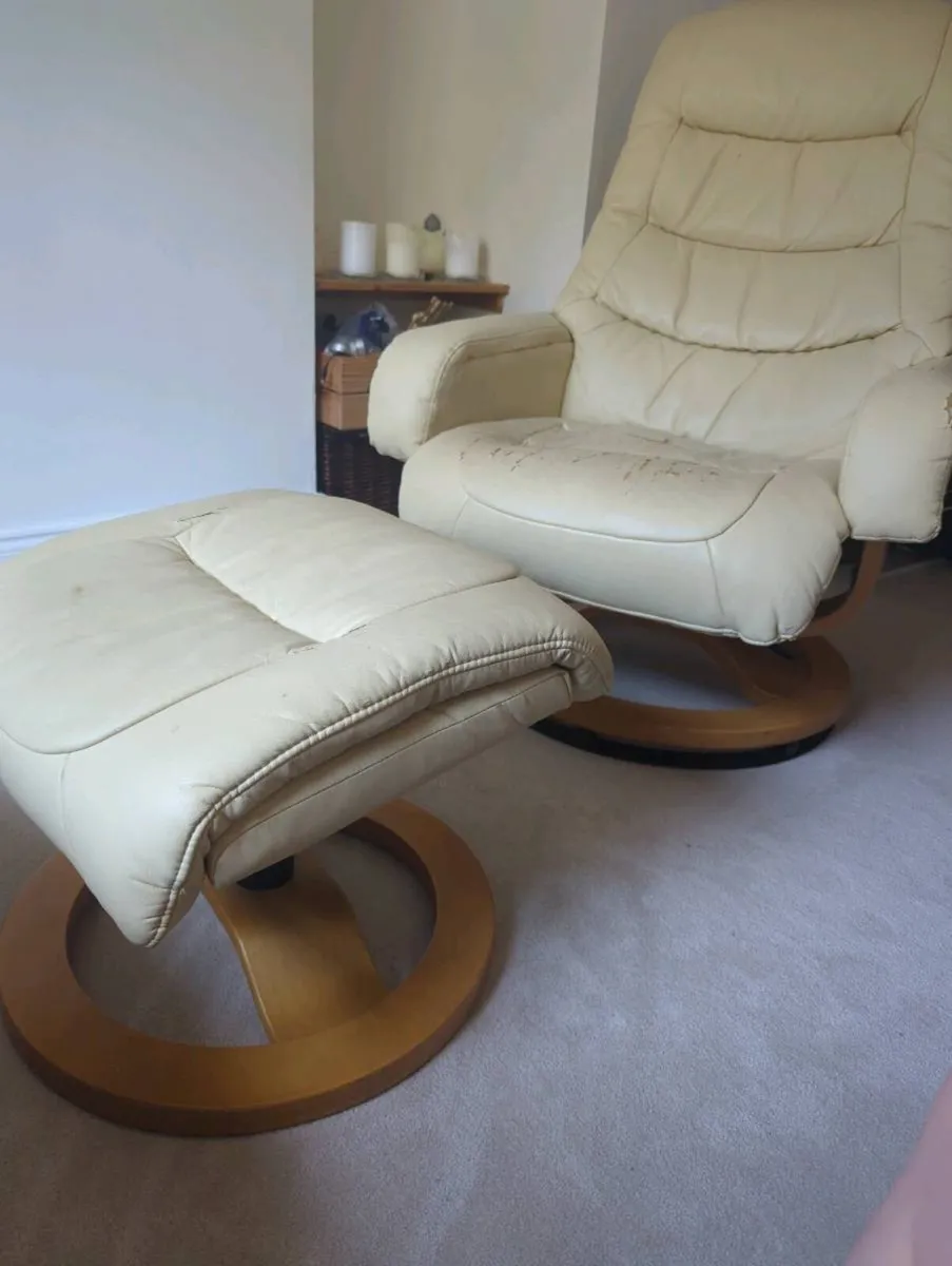 Recliner Chair & Foot Stool - Image 3
