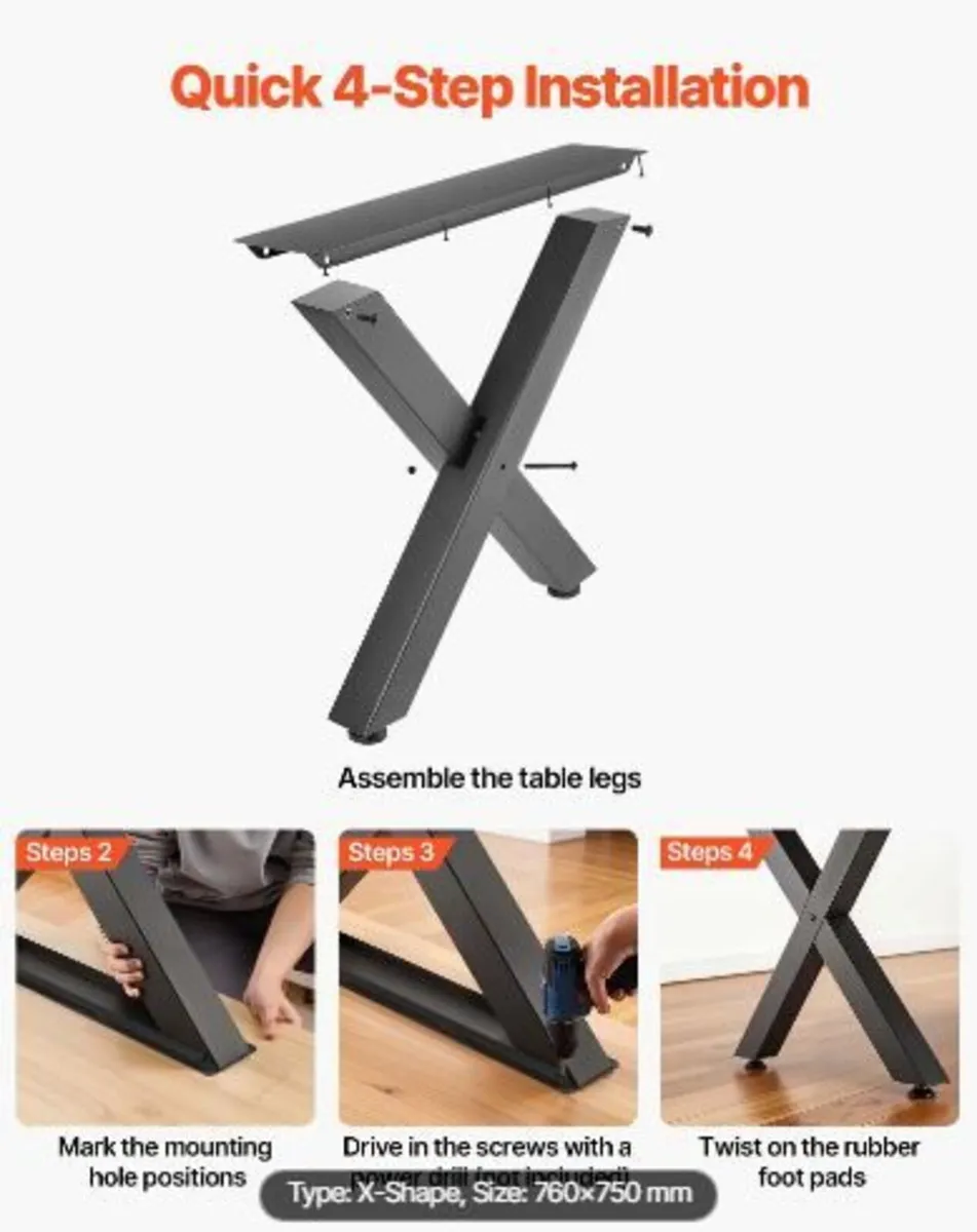 Table Legs, 750 x 760 mm - Image 2