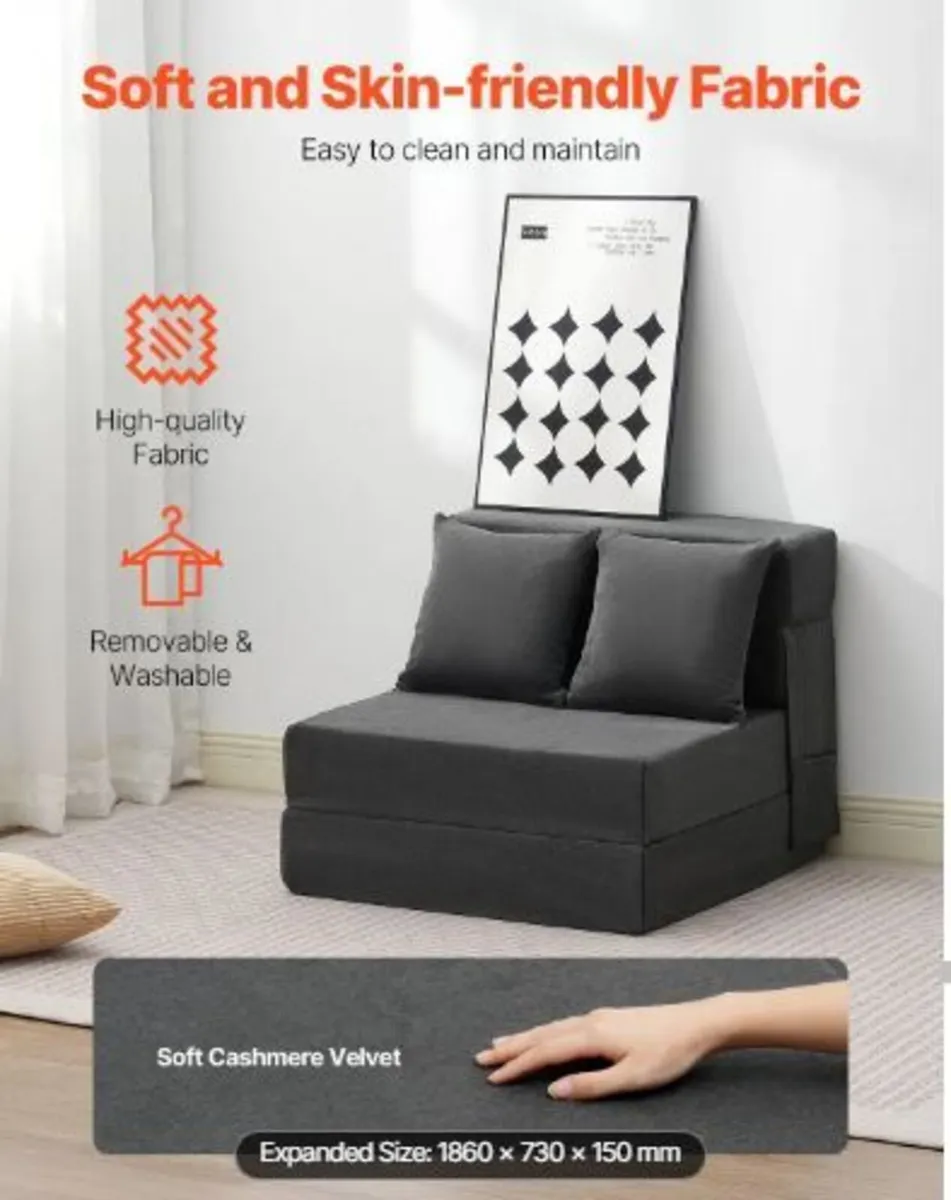 Folding Sofa Bed, 3-in-1 Foldable Couch Bed - Image 4