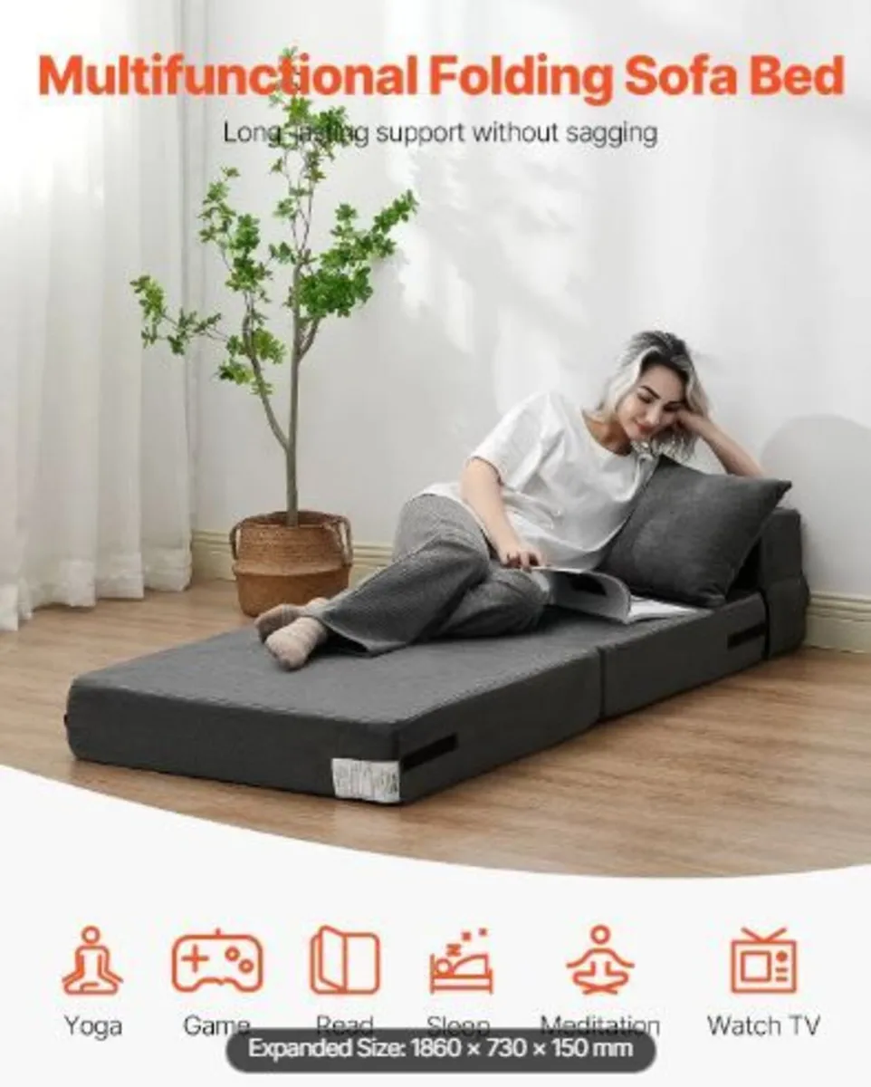 Folding Sofa Bed, 3-in-1 Foldable Couch Bed - Image 2