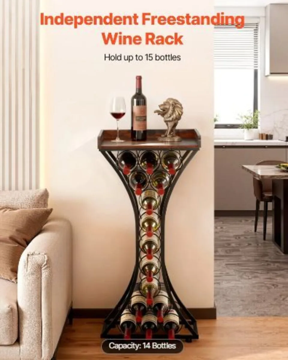 15 Bottle Wine Rack,Iron Freestanding Floor - Image 3