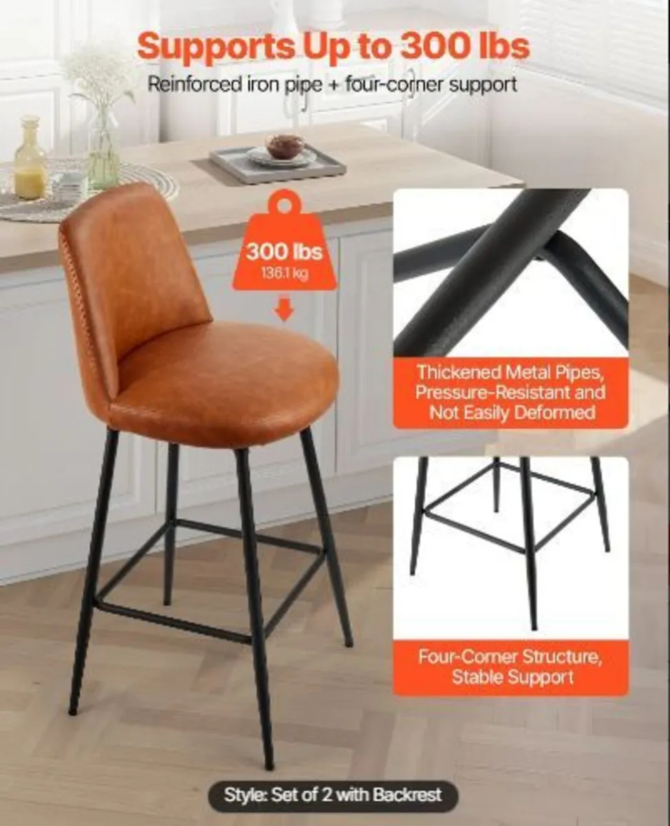 Bar Stool Set of 2, 69cm - Image 3