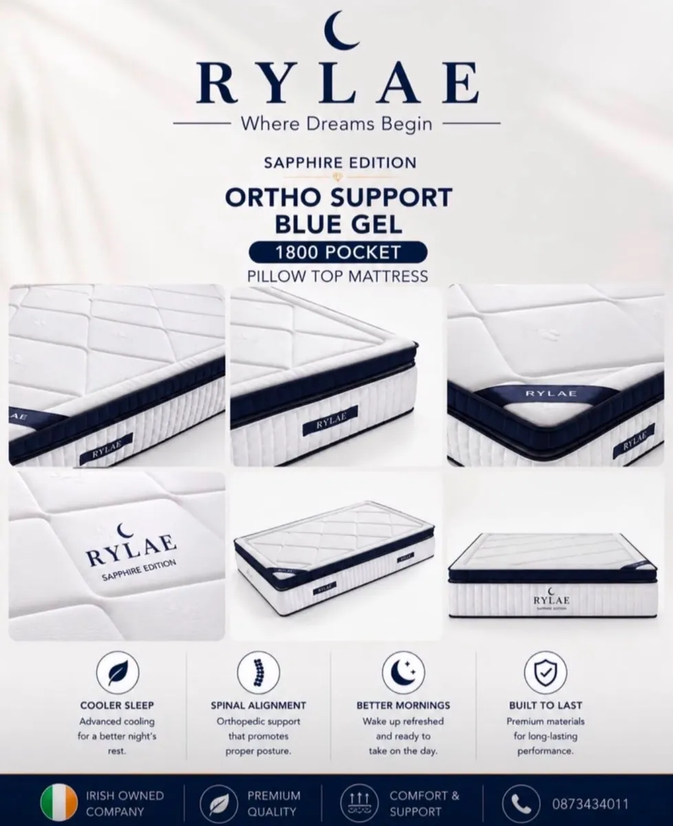 Mattress Ortho Blu Gel 1800 Pocket  Pillow Top - Image 3