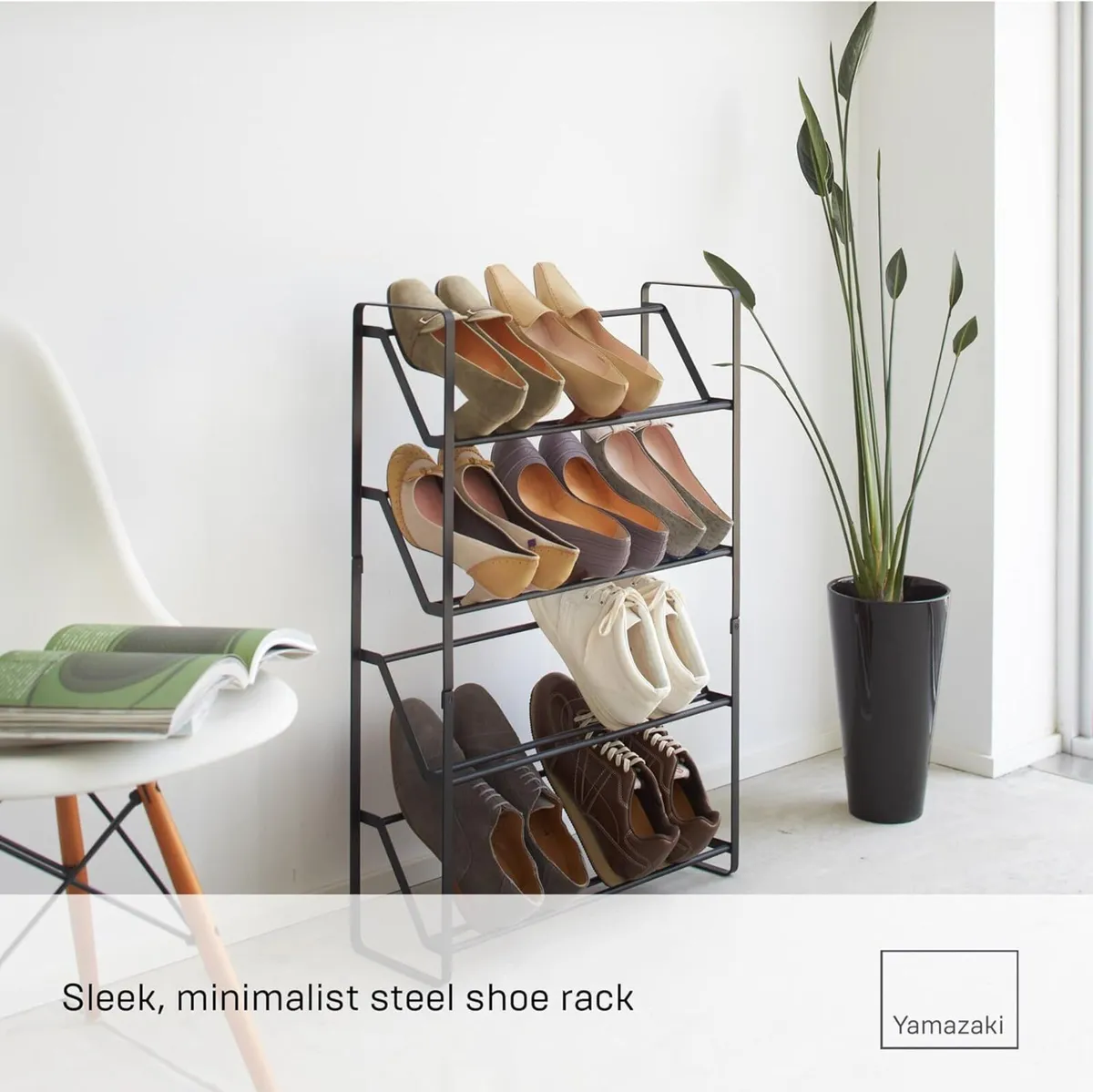 Frame 4-Tiered Slim Shoe Rack Steel Minimalist - Image 3