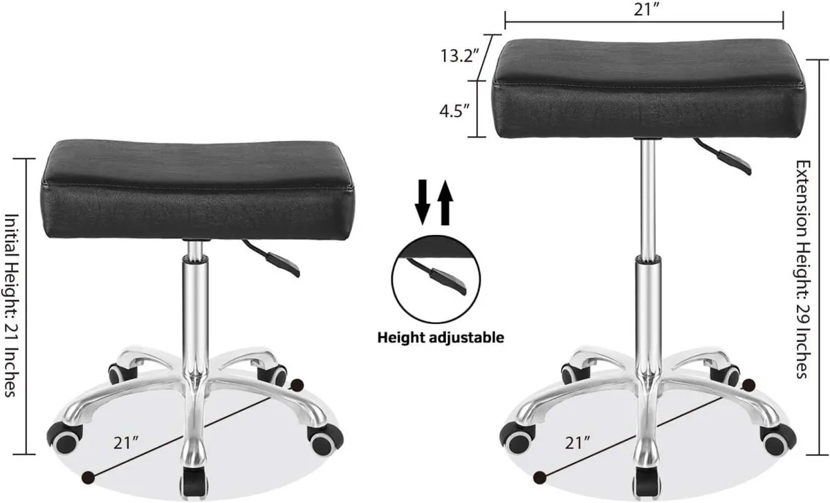 Rolling Swivel Stool Height Adjustable with Wheels - Image 2