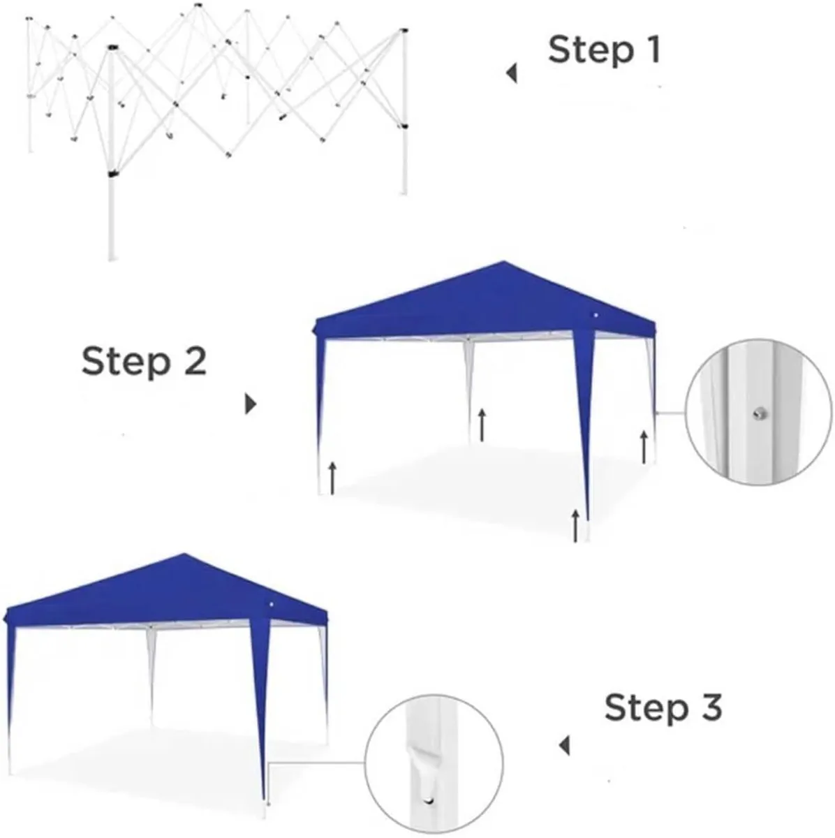 Gazebo 3 X M Folding Polyester Fabric Waterproof - Image 3