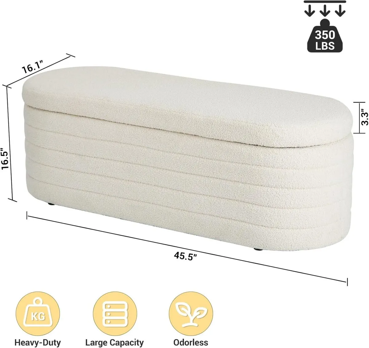 Ottoman Storage Box Teddy Upholstered Fabric - Image 2