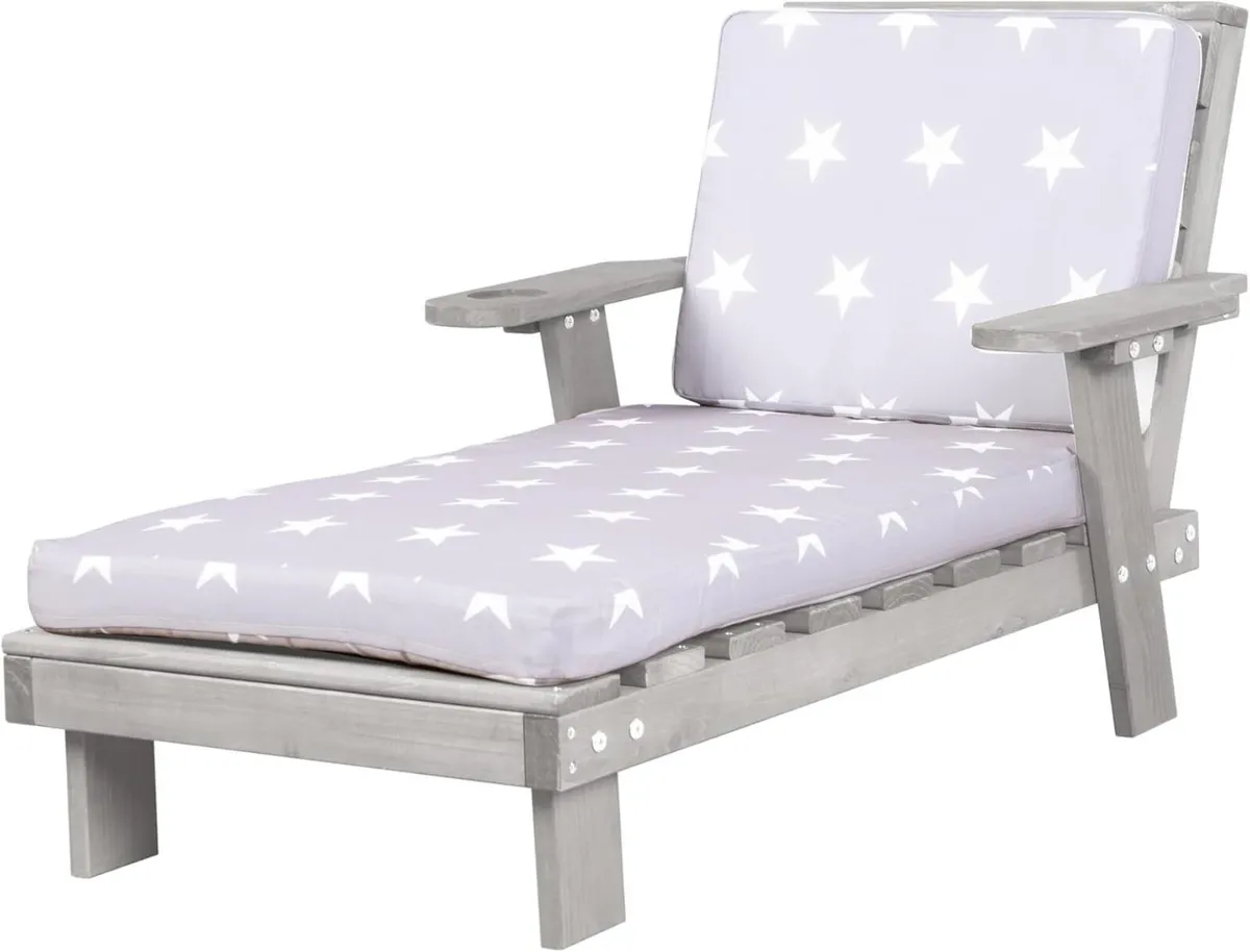 Garden Lounger for Children Wooden Sun with Cup - Image 1