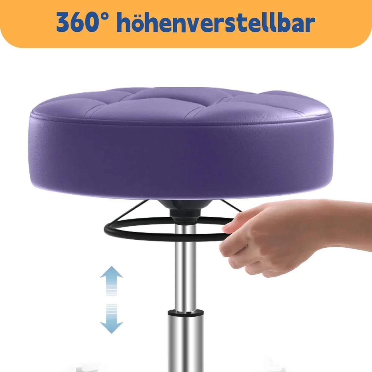 Rolling Stool Height-Adjustable with Ring Lift - Image 4