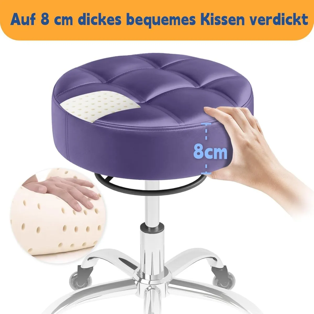 Rolling Stool Height-Adjustable with Ring Lift - Image 3