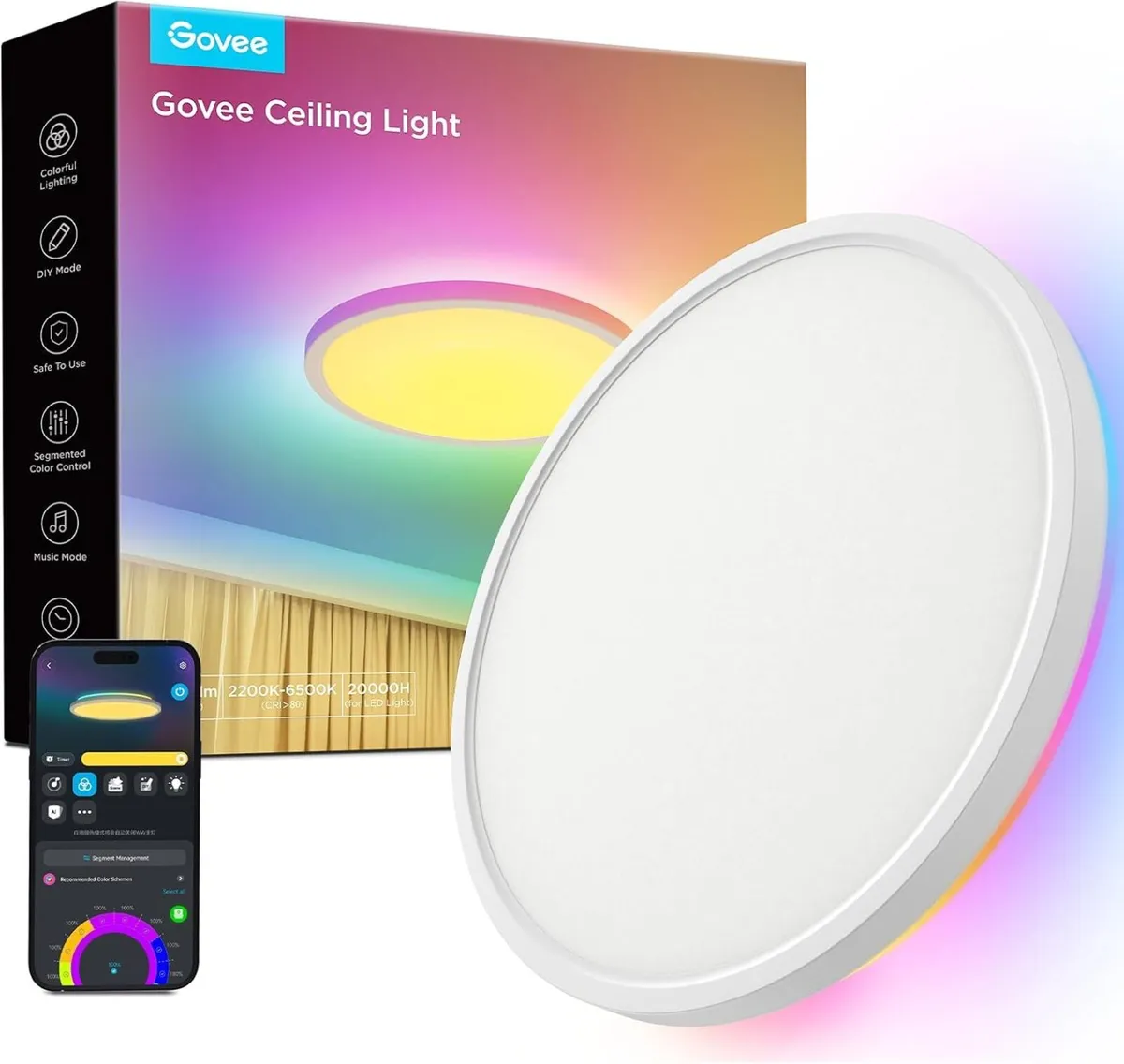 LED Ceiling Light 2400lm Smart Rgbic Flush Lights - Image 1