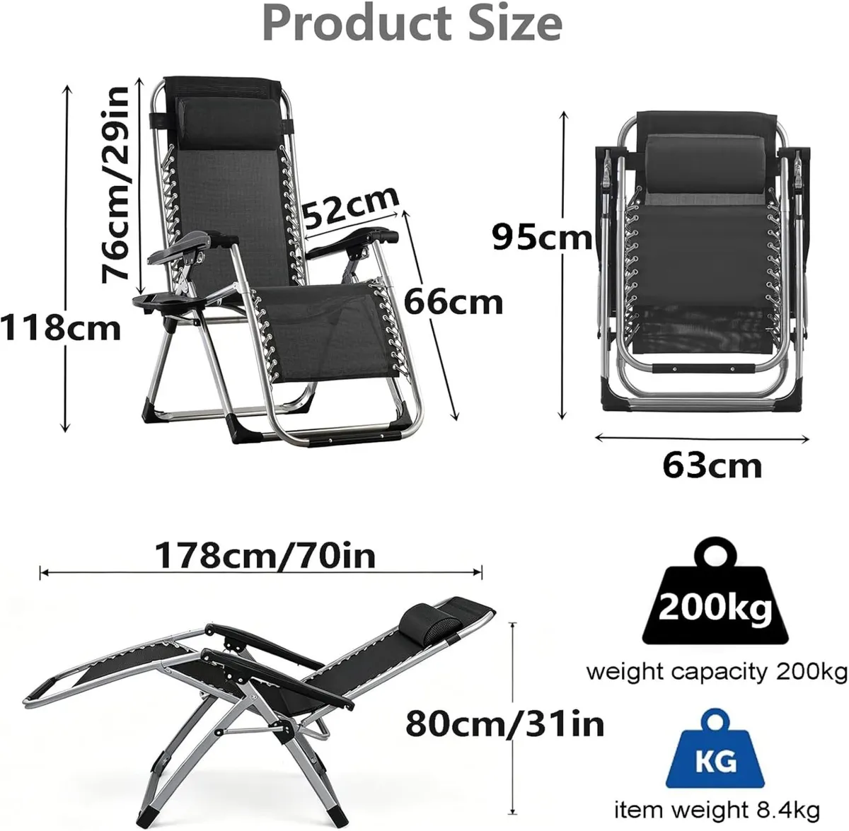 Zero Gravity Garden Chair Folding Sun Loungers - Image 3
