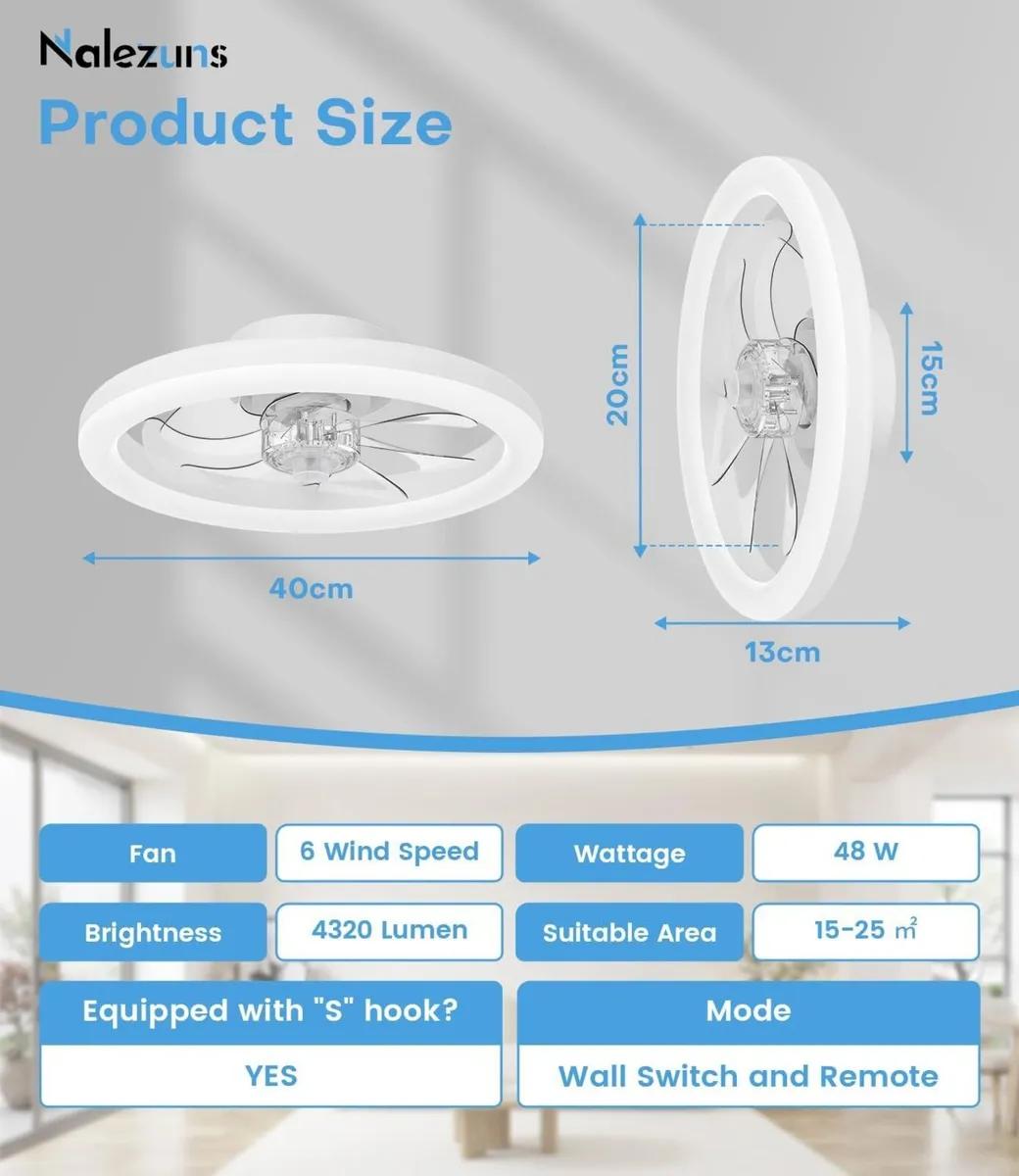 Ceiling Fans with Lights and Remote 40CM Low - Image 4