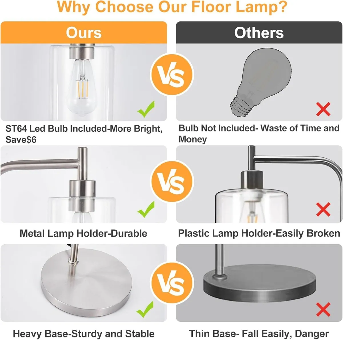 Floor Lamp Tall for Room: Nickel Standing - Image 4