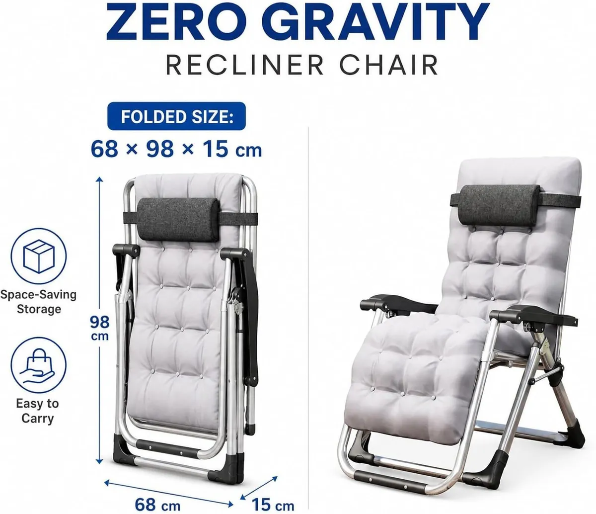 Folding Outdoor Zero Gravity Chair Reclining - Image 2