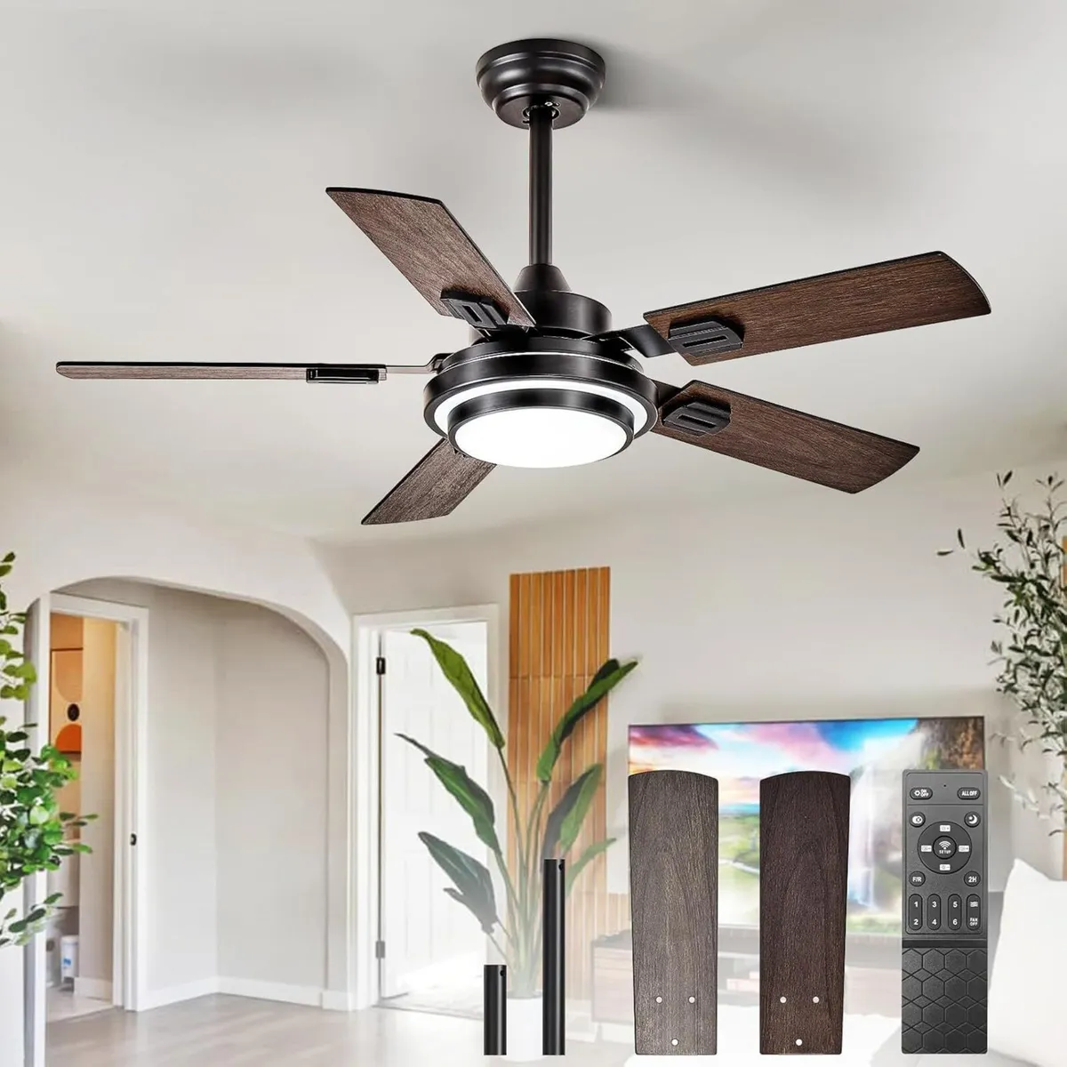 42-Inch Ceiling Fan with Light: Walnut Fans 5 - Image 1