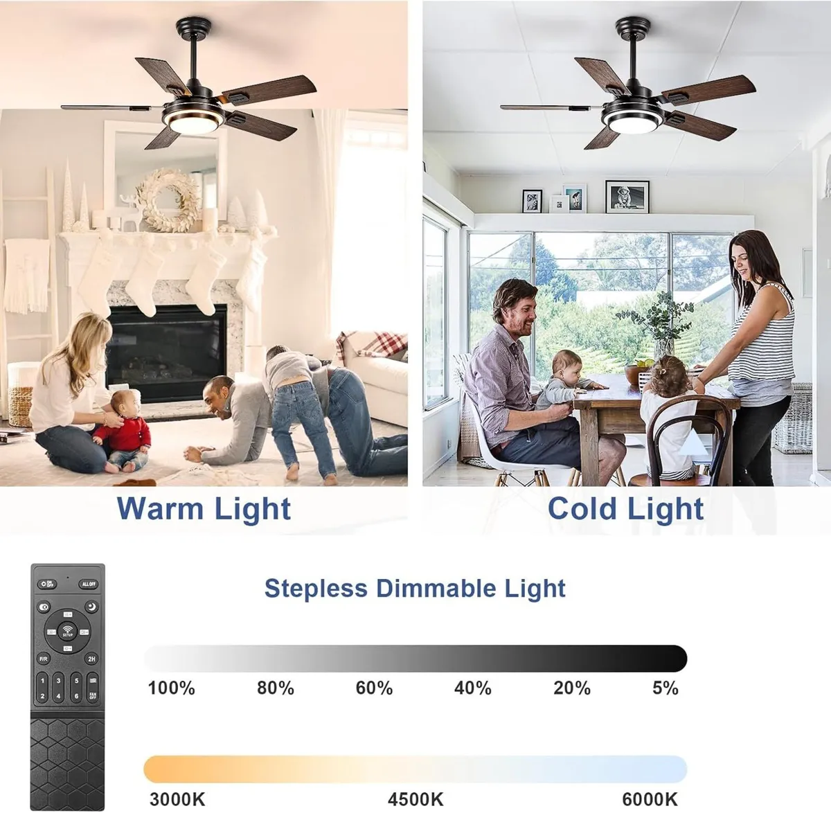 42-Inch Ceiling Fan with Light: Walnut Fans 5 - Image 4