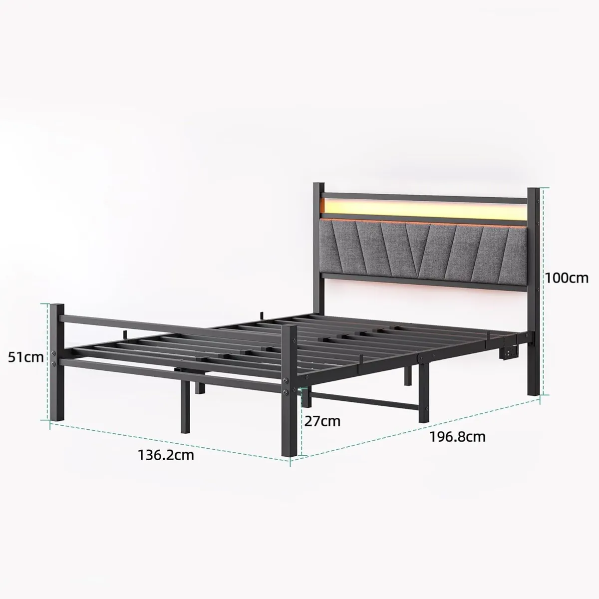 Bed Frame Metal Platform Upholstered - Image 2