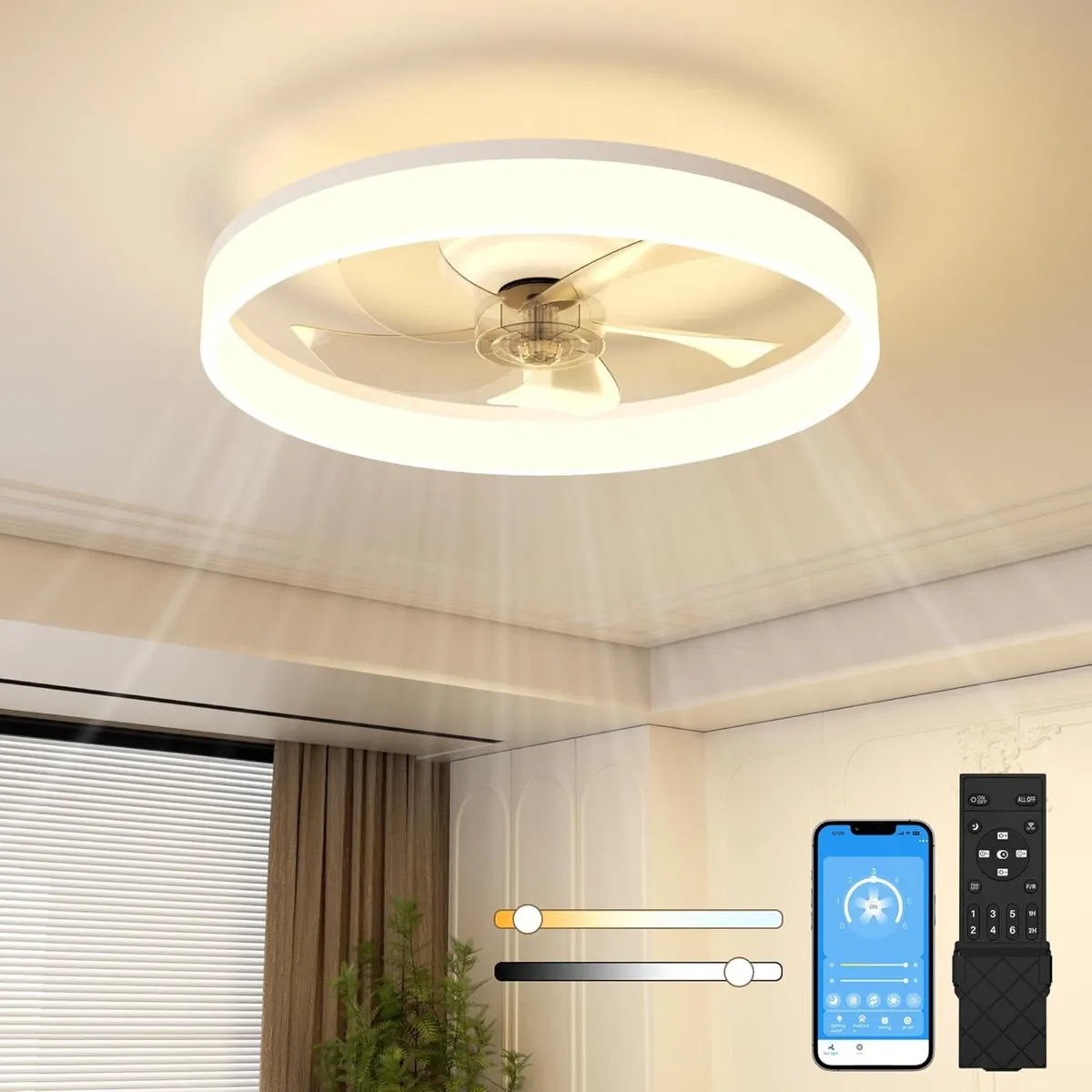 LED Ceiling Light with Fan and Remote - Image 1