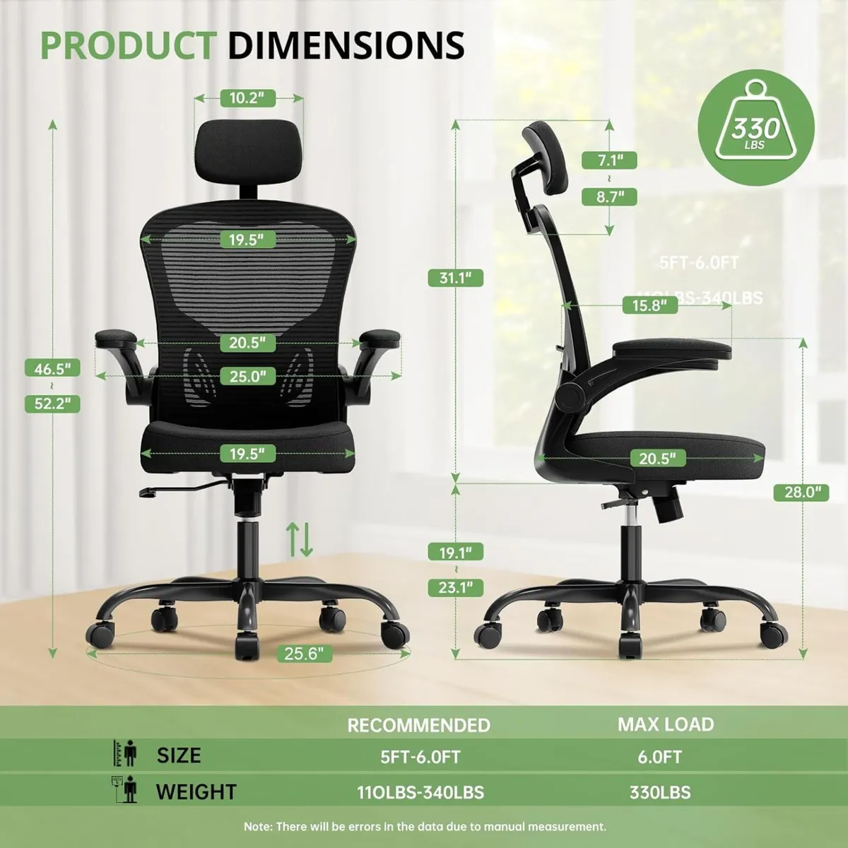 Desk Chair Ergonomic Office with 330lbs Capacity - Image 2