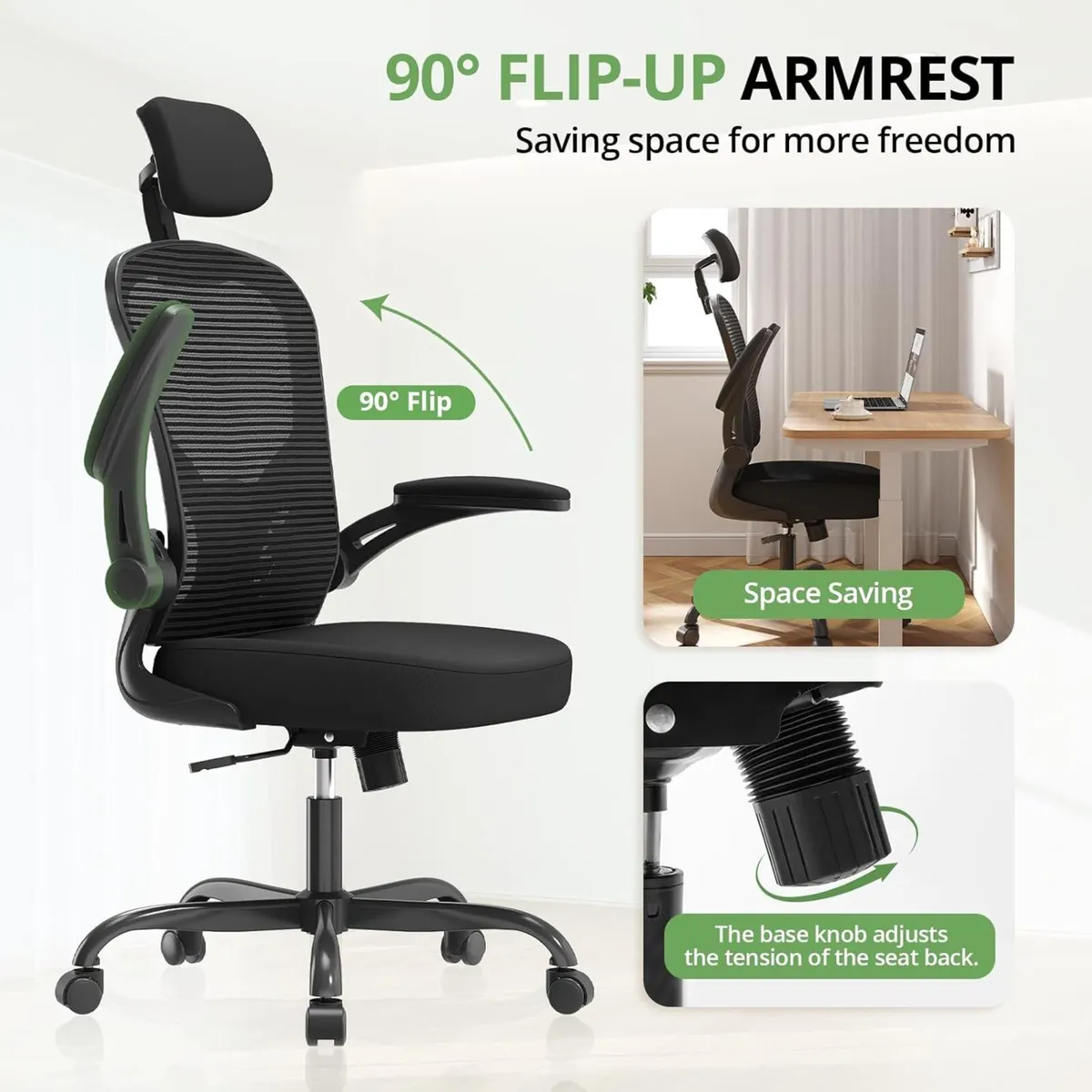 Desk Chair Ergonomic Office with 330lbs Capacity - Image 4
