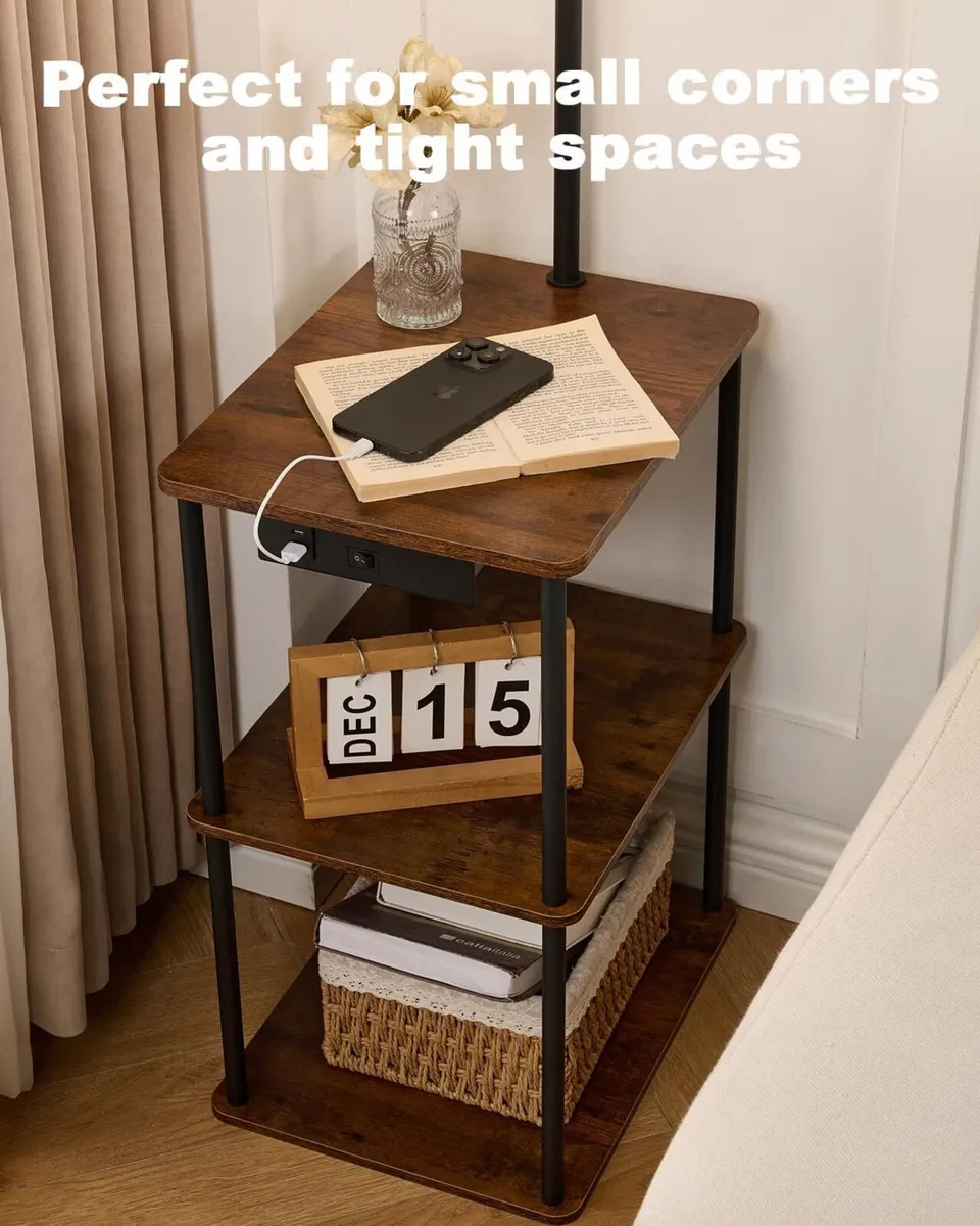 Floor Lamp with Shelves LED Standing USB-A Type-C - Image 3
