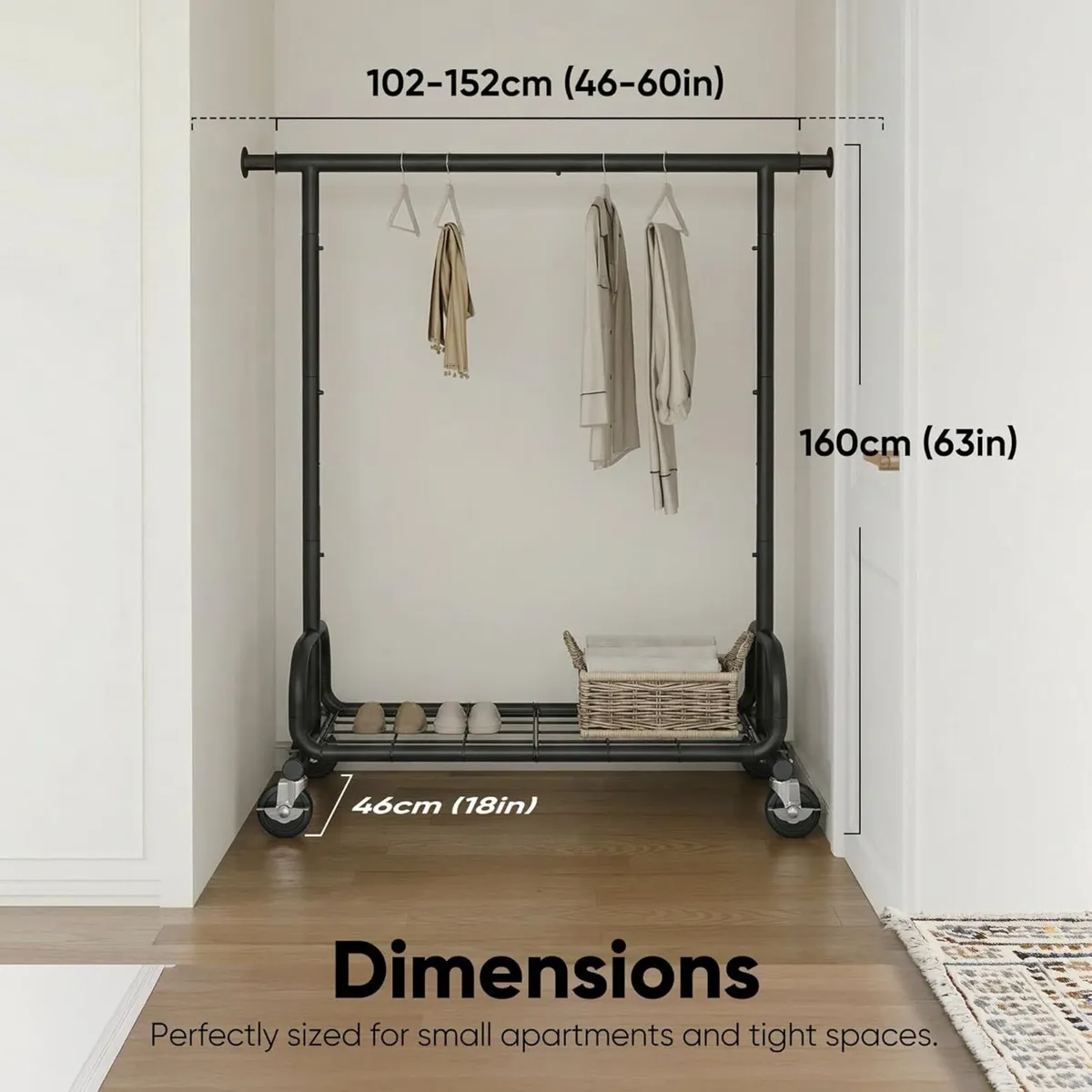 Heavy Duty Clothes Rail 136KG Capacity Extendable - Image 3