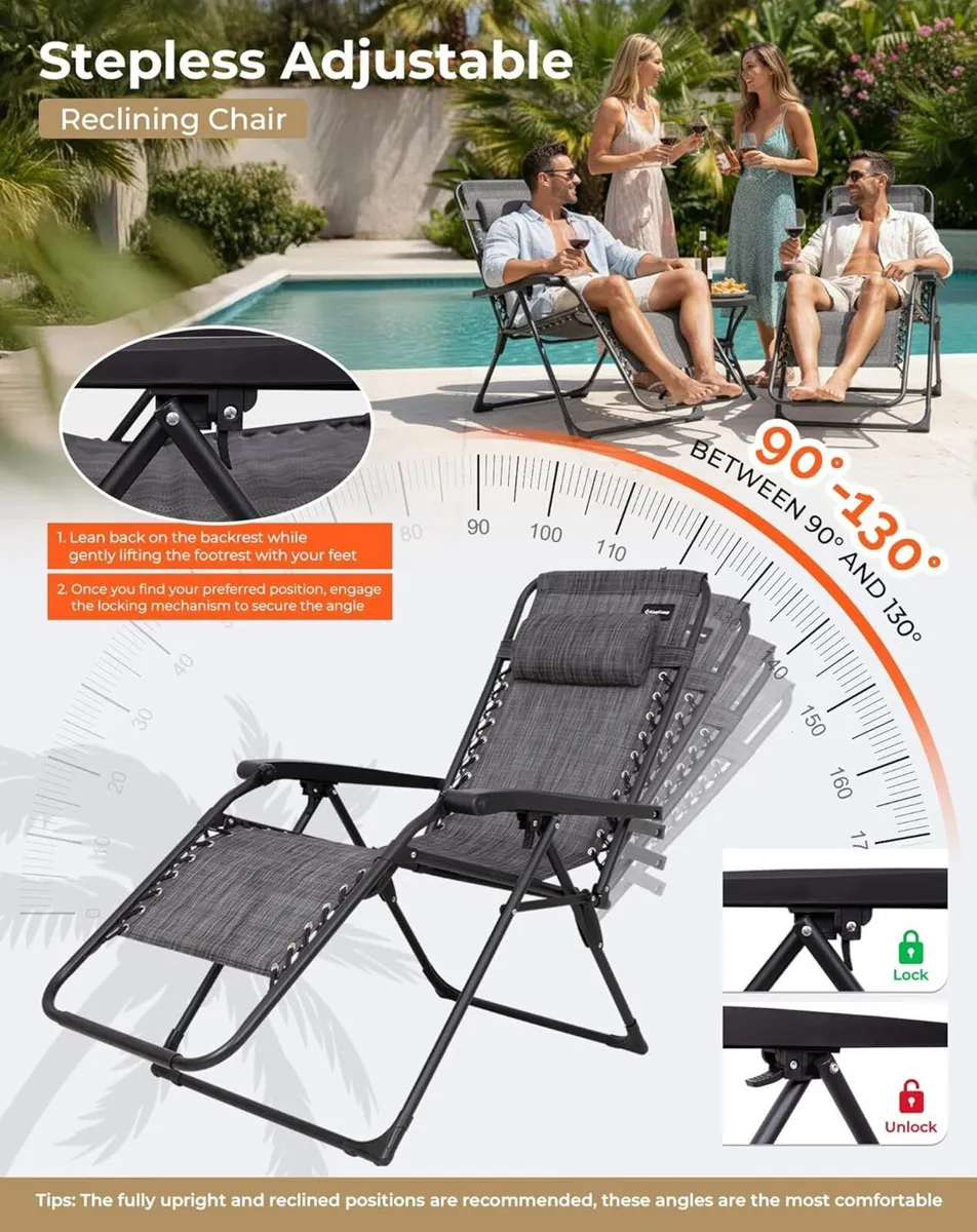 Zero Gravity Chairs Up to 180KG (Set of 2) - Image 3