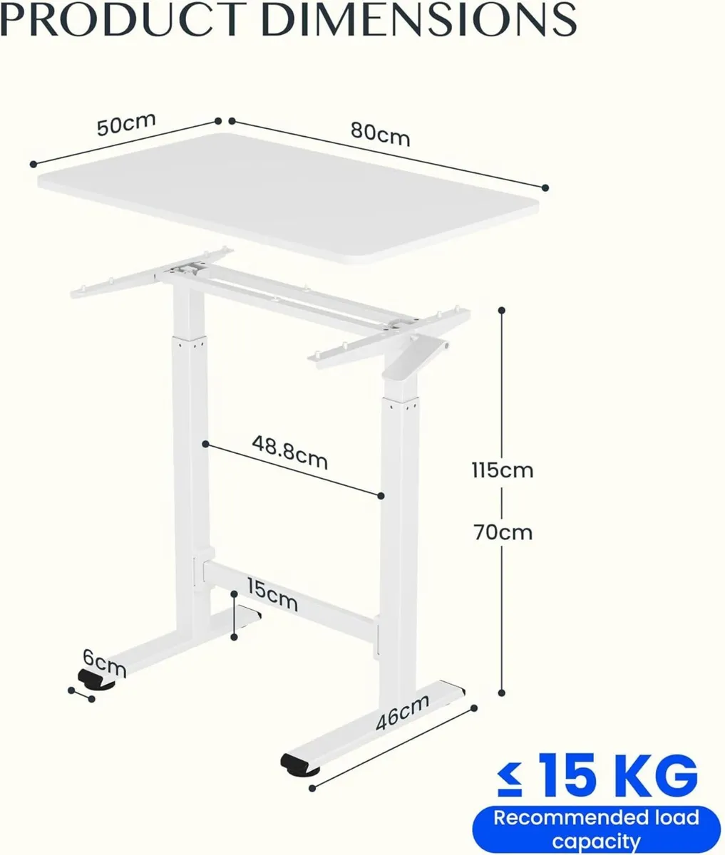 Small Standing Desk with Wheels Pneumatic Height - Image 2
