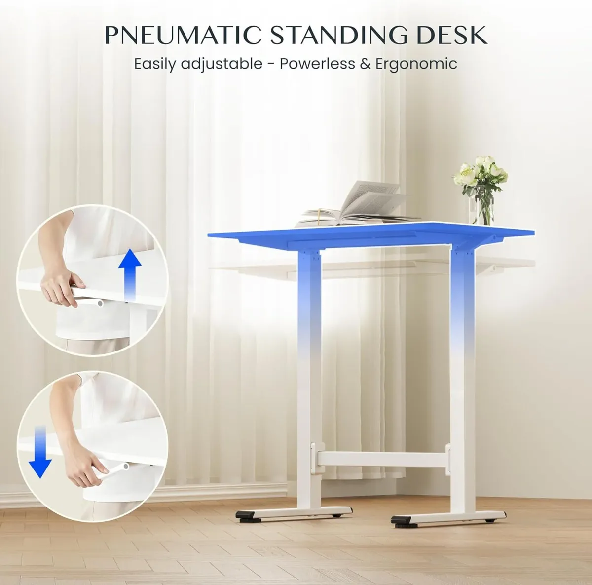 Small Standing Desk with Wheels Pneumatic Height - Image 3