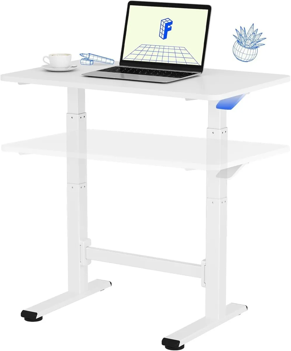 Small Standing Desk with Wheels Pneumatic Height - Image 1
