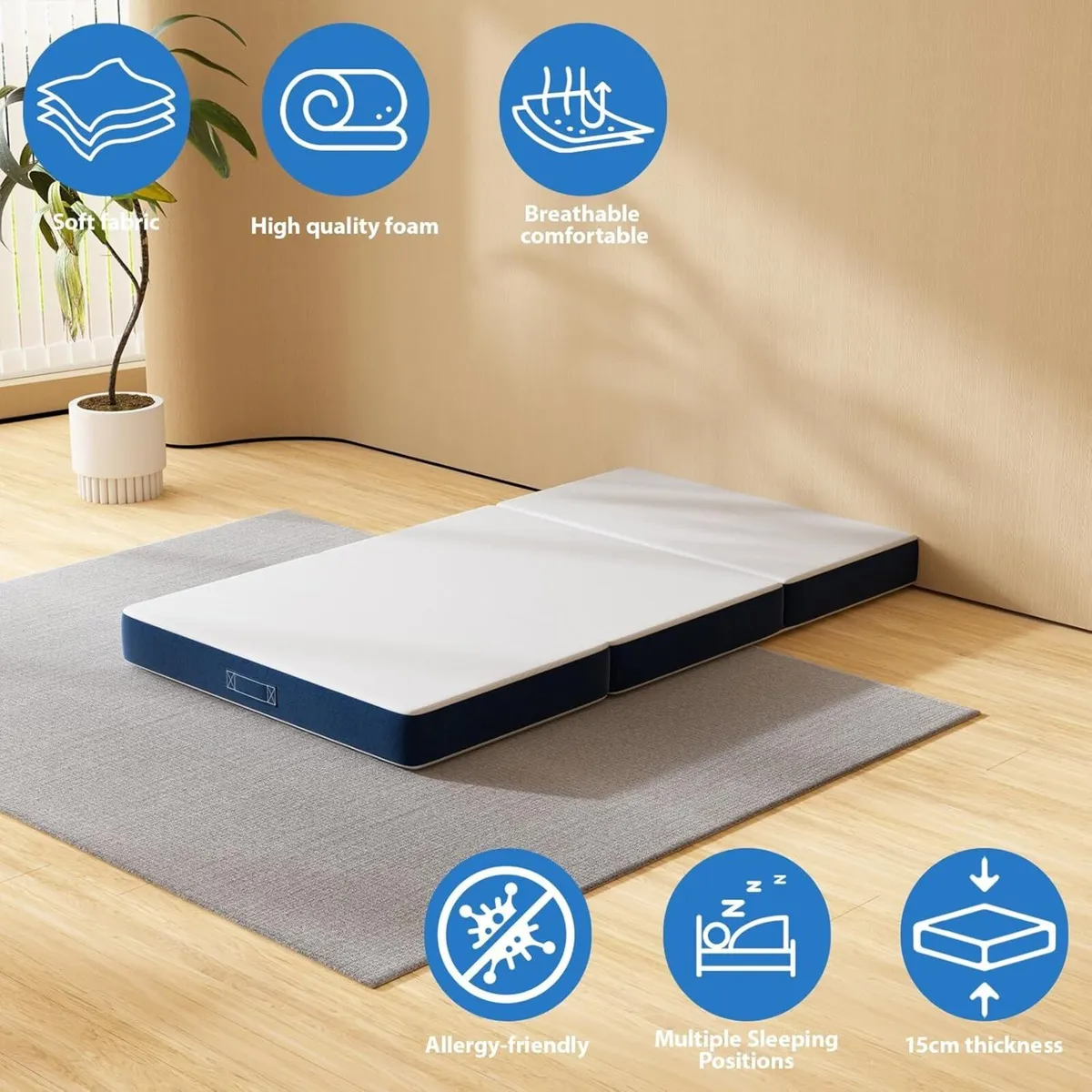 Folding Mattress 75x190x15CM 15CM Foam Foldable - Image 4